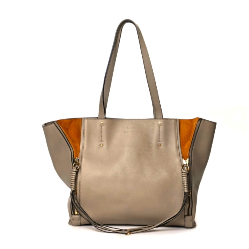 Chloe Smooth Calfskin Small Milo Shopping Tote Motty Grey
